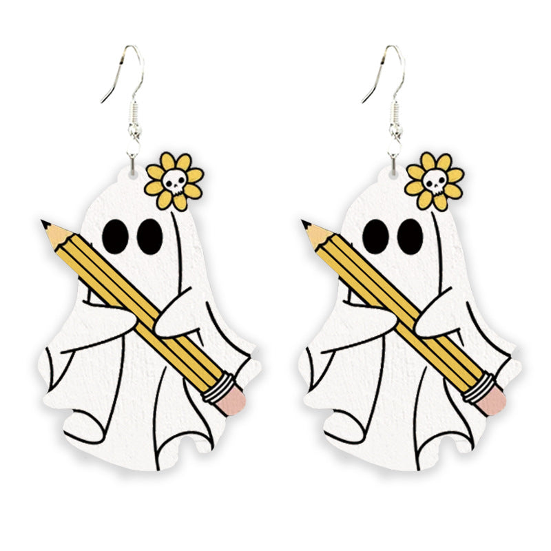 Wholesale  Reading Teacher School Wooden Print Earrings